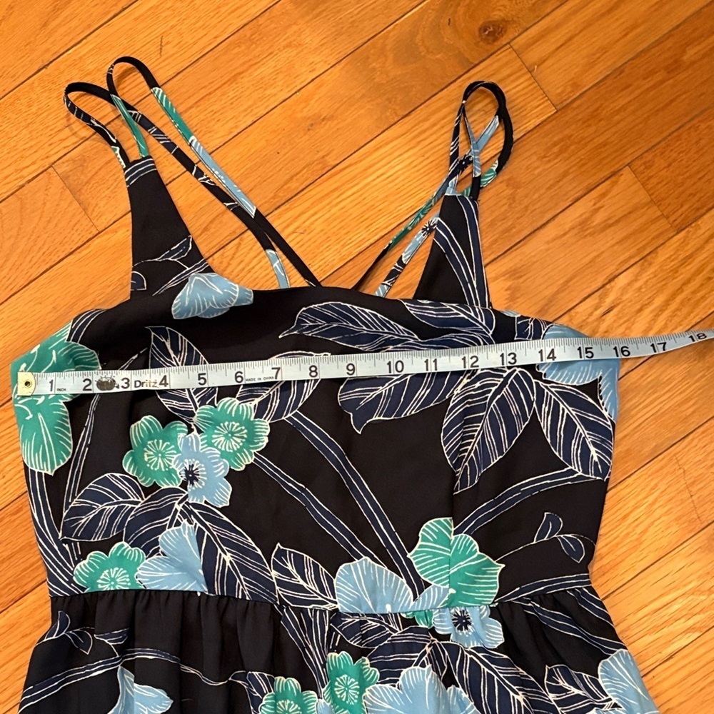 LOFT Navy Dress with Teal and Light Blue Floral Accents - Picture 5 of 8